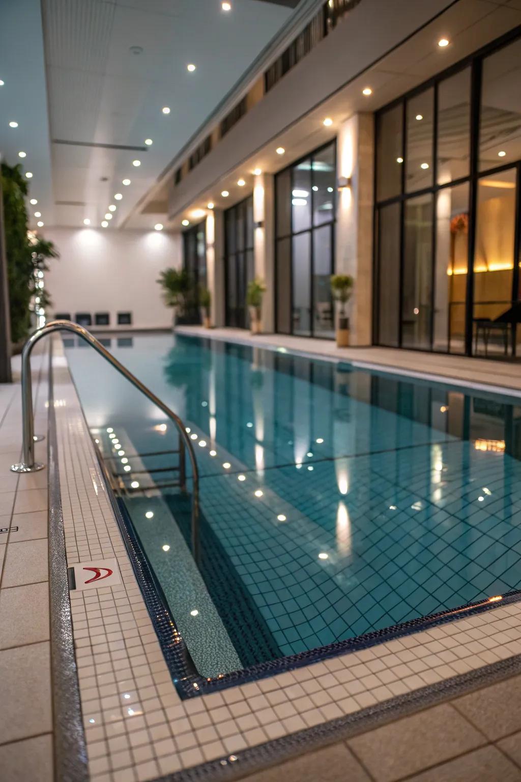 Reflective facades delivering a pool an expansive sensation.
