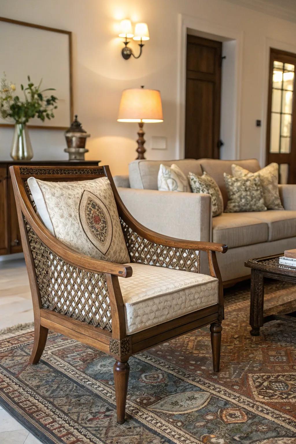 Handcrafted pieces add authenticity and artisanal charm.
