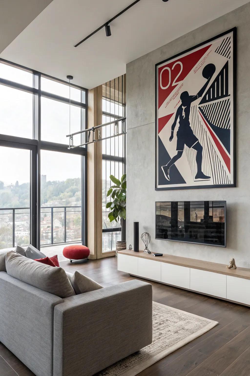 Enhance your space with contemporary geometric sports patterns.