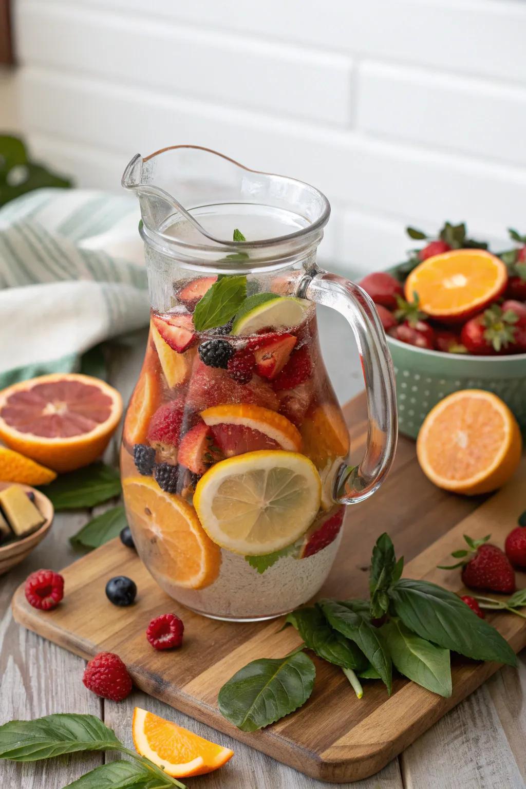 Fruit-infused water keeps attendees refreshed and contributes a splash of pigment.