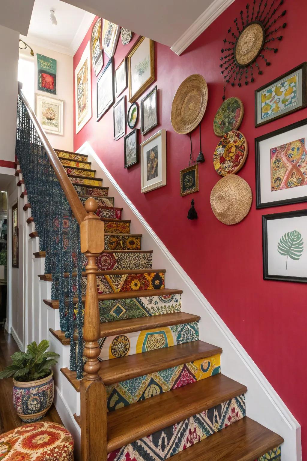 Render your stairway a focal point through a striking accent wall.