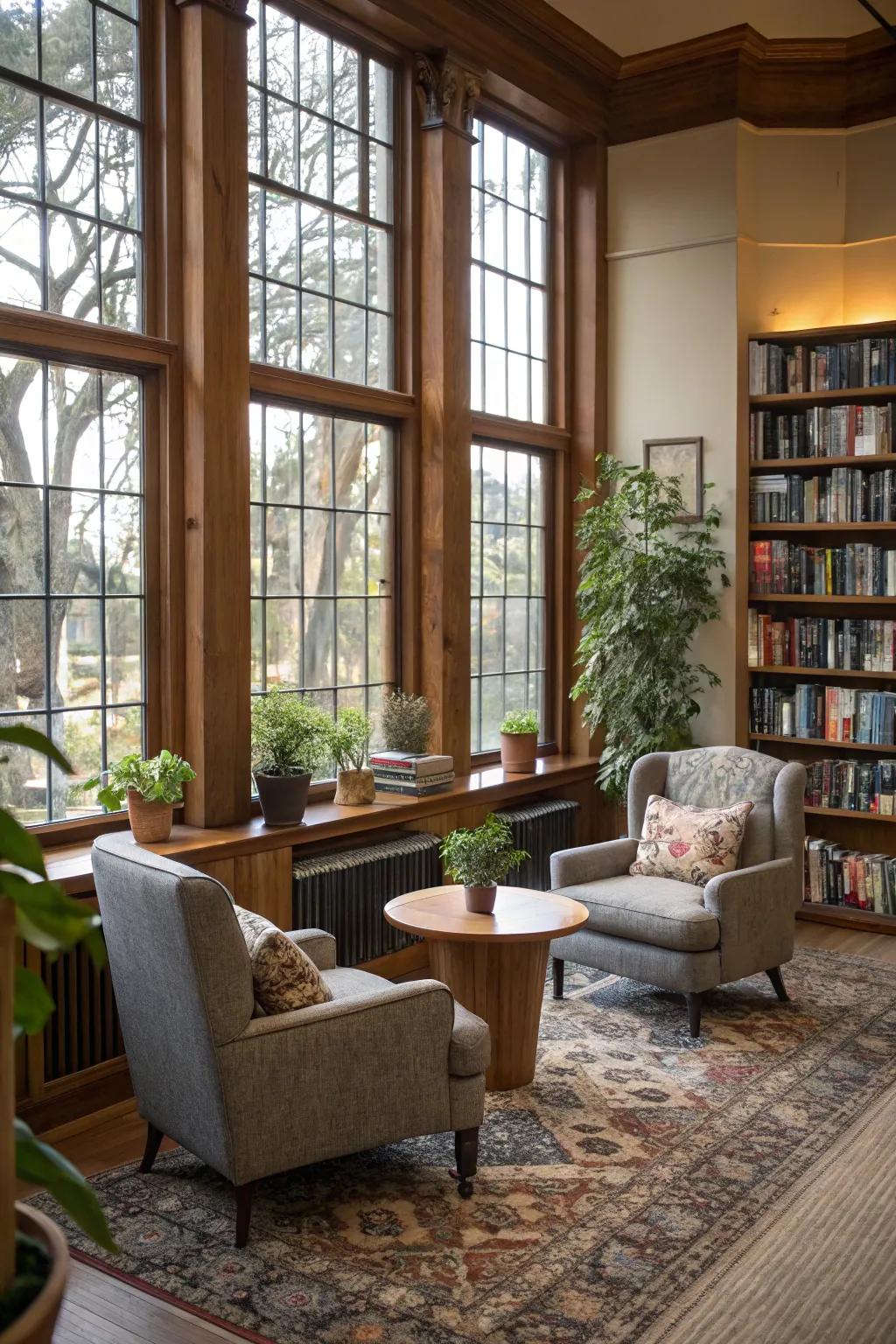 Inviting seating layouts that invite relaxation.