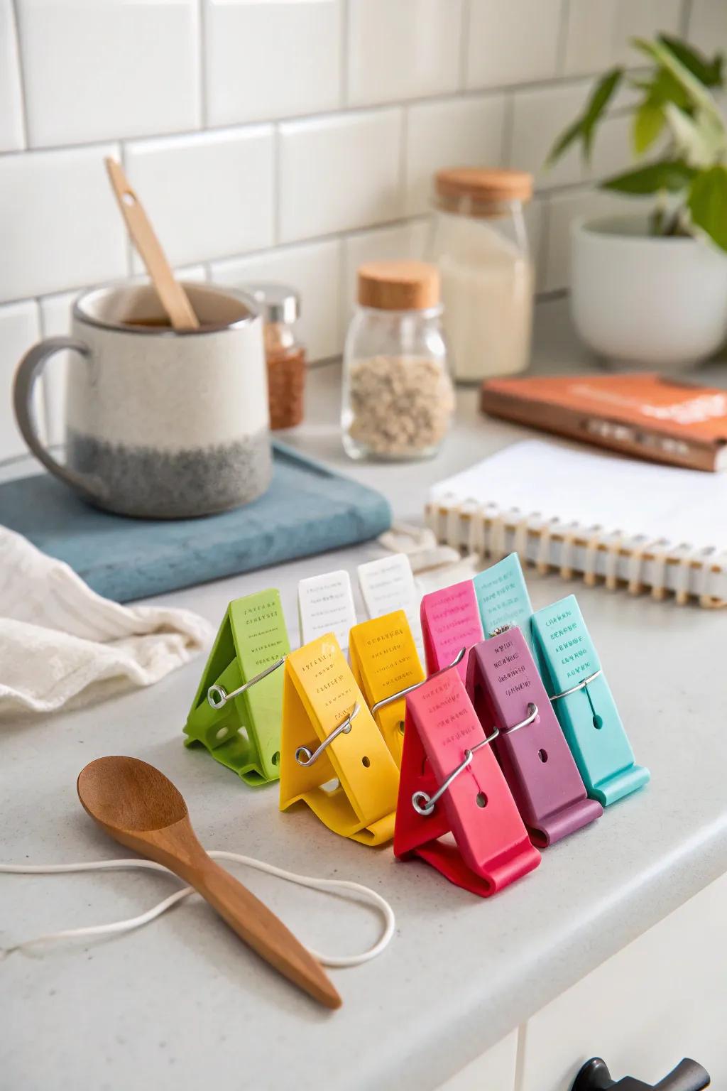 Tea bag clasps for essence and aesthetics.