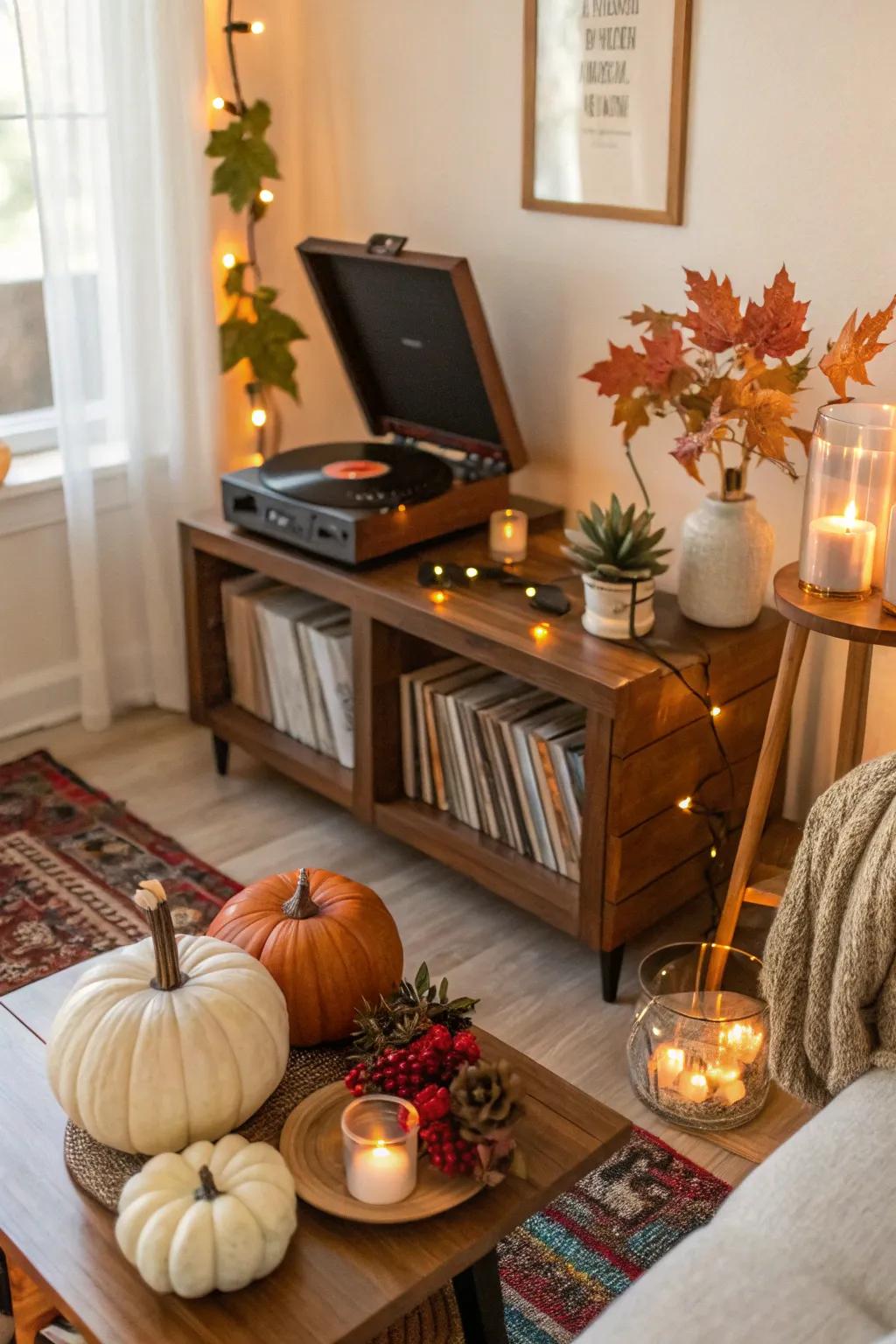 A jazz compilation establishes the impeccable atmosphere for a serene festivity.