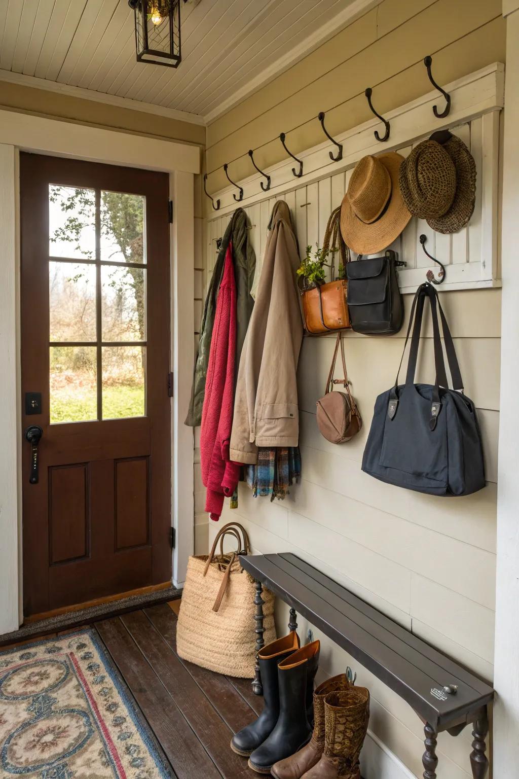 Functional pegs for a tidy veranda.