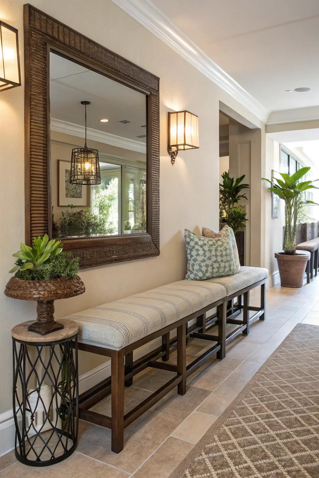 Versatile seating injects convenience and style into your entryway.