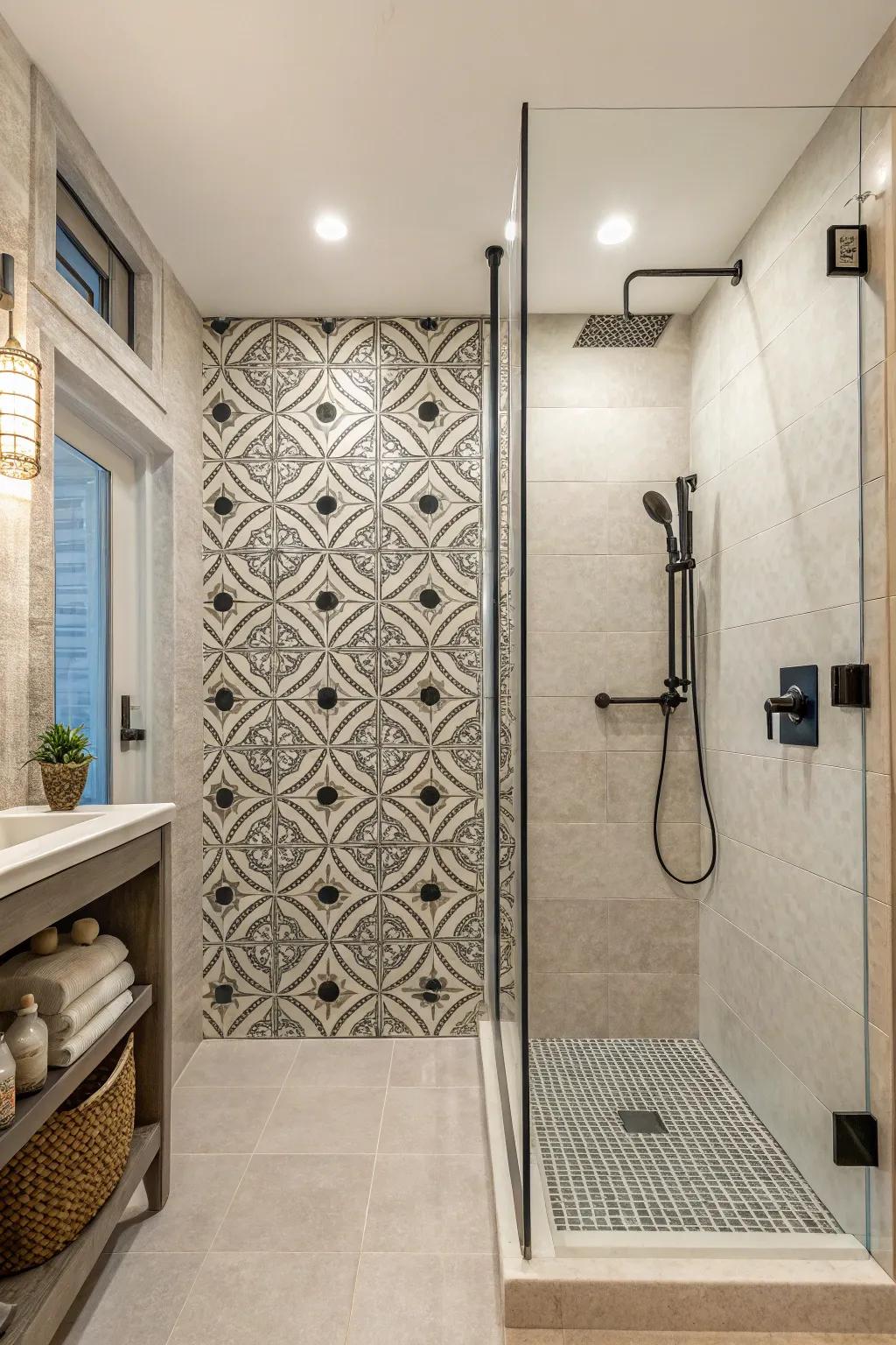 Accent walls design a stunning focal point in your shower.