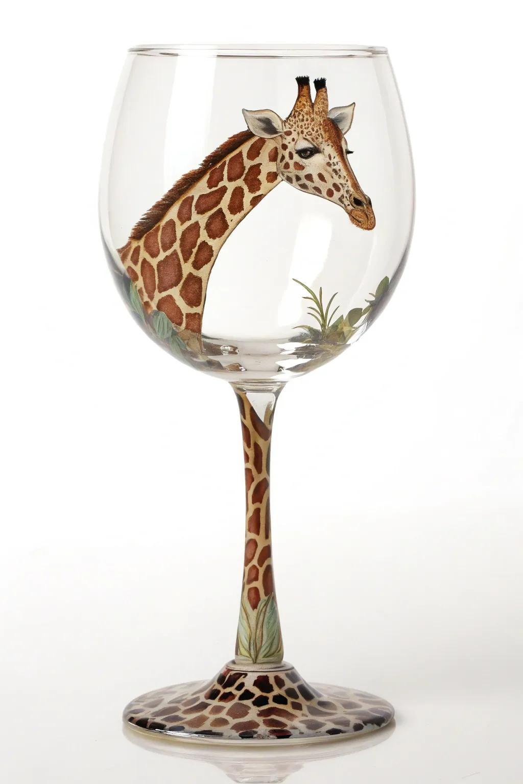 Giraffe themes imparting a quirky and amusing accent to your wine glasses.