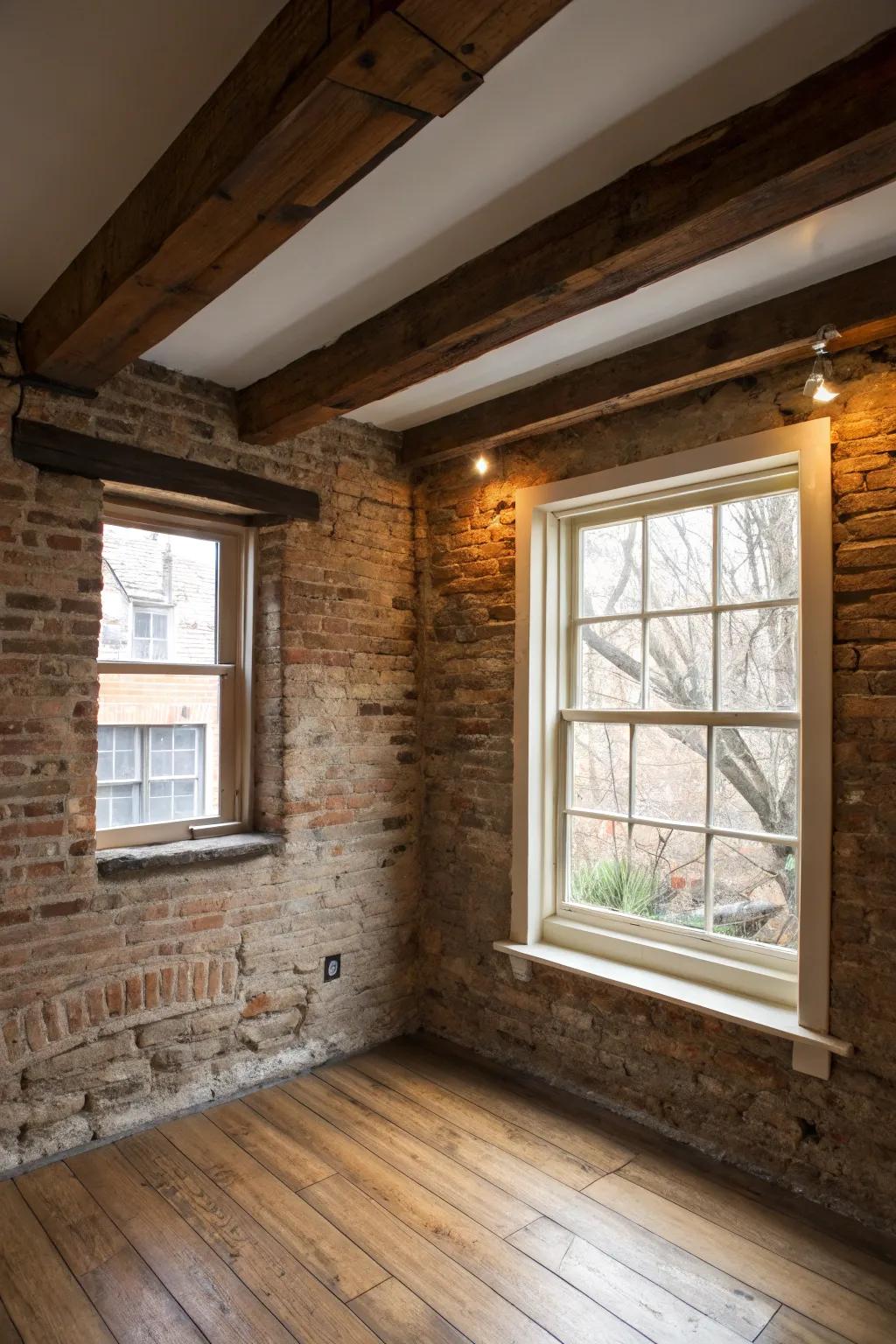 Simulated beams impart rustic charm effortlessly.