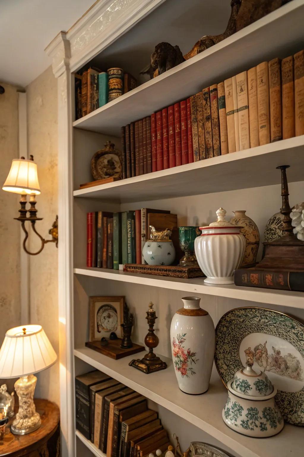 Showcase your fondness for vintage with a charming display.