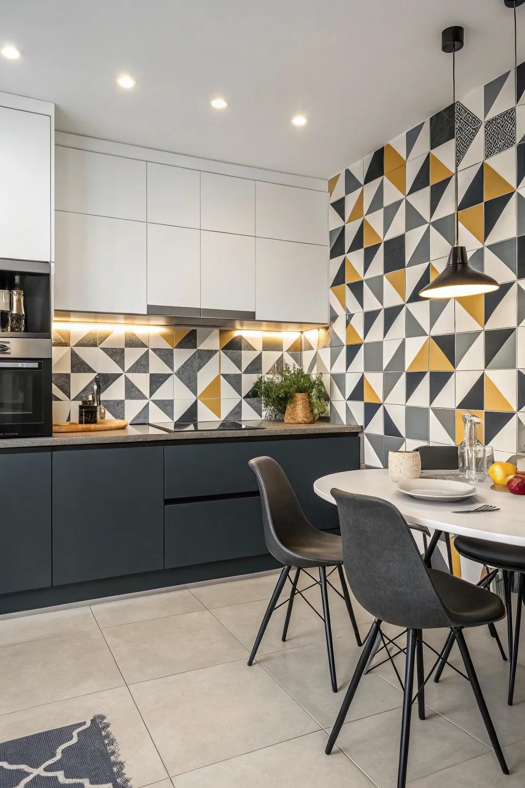 Geometrical patterns fashion a bold and captivating focal point.