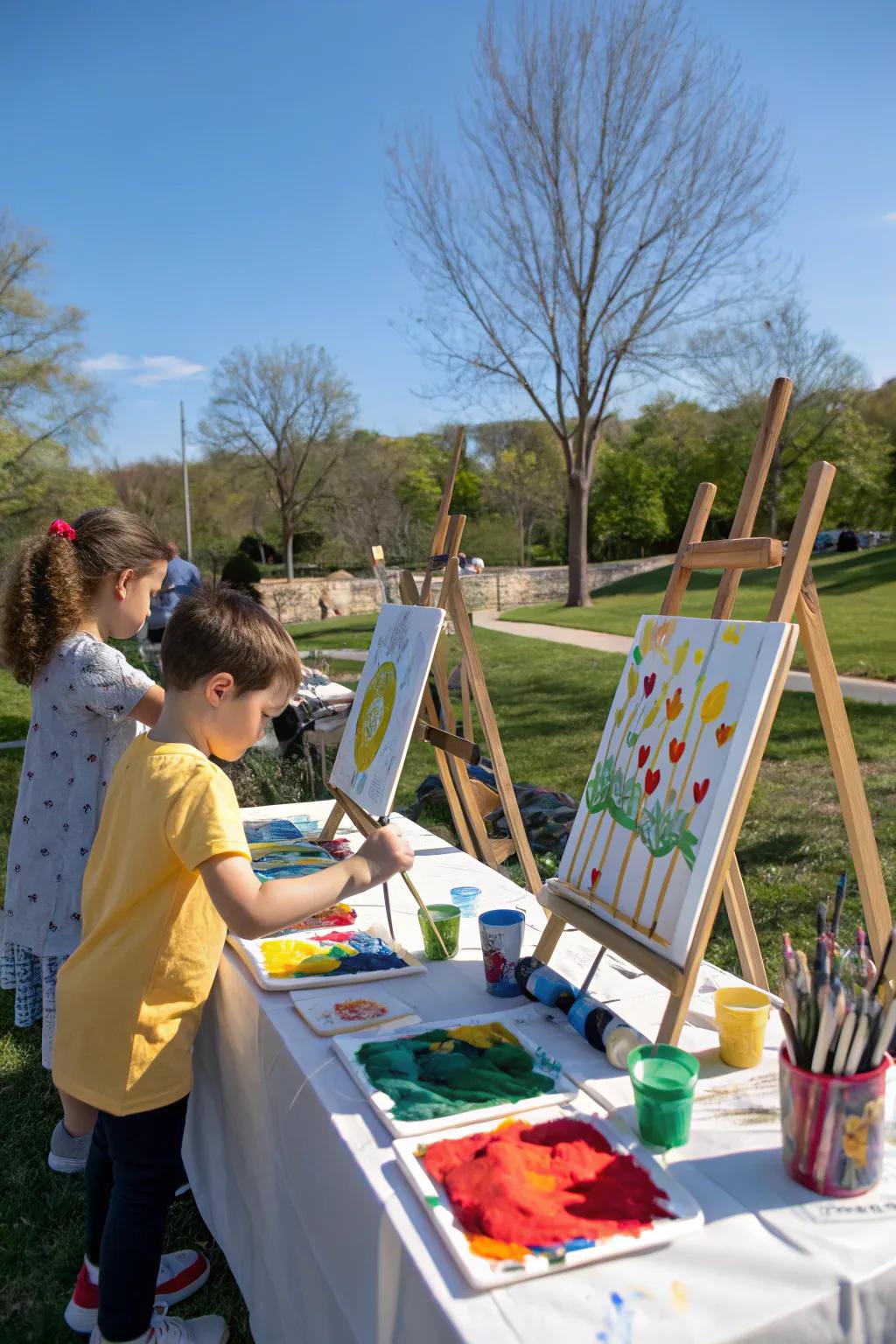 Express creativity with outdoor art sessions.