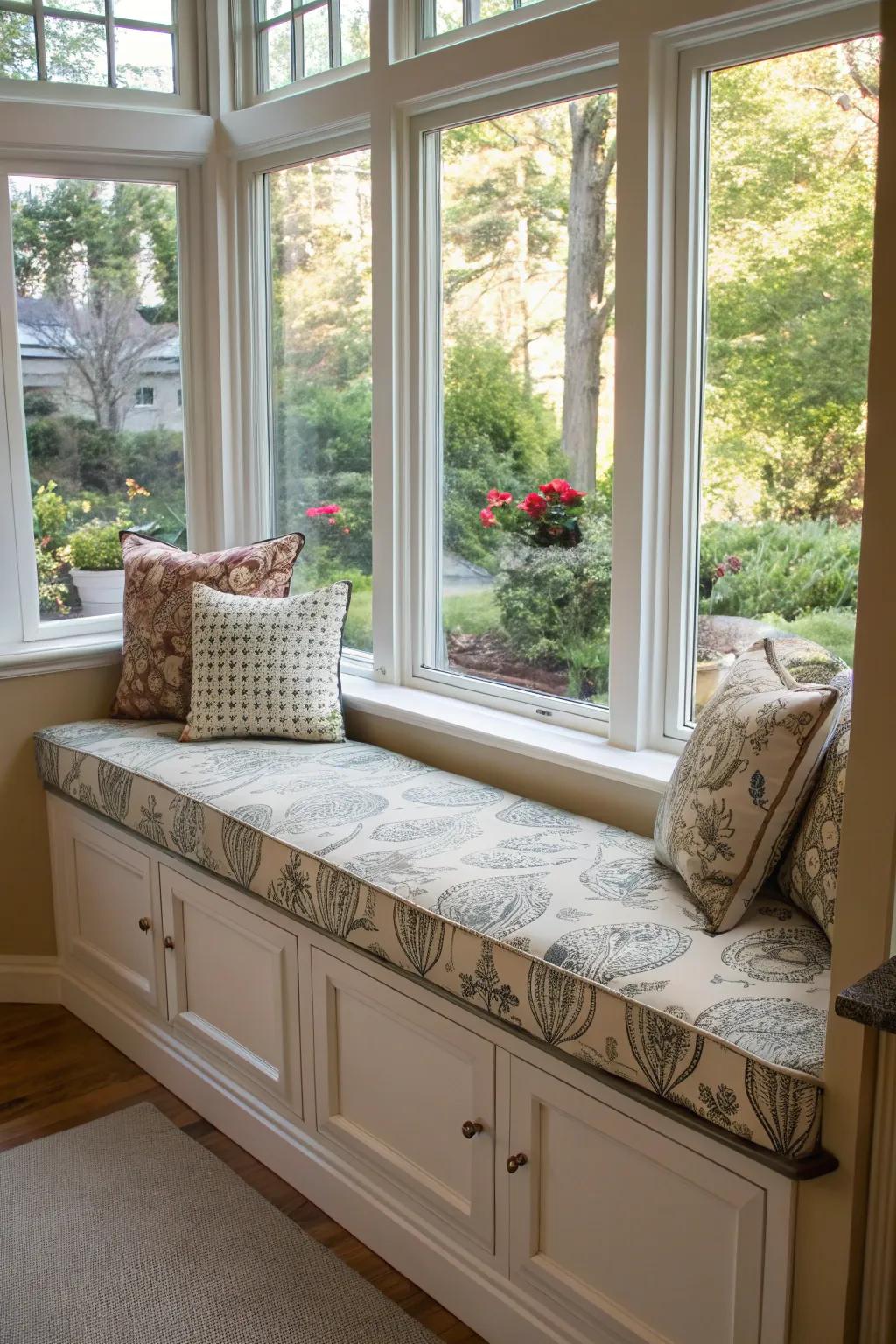 A DIY custom bench adds a personal touch to your bay window seating.