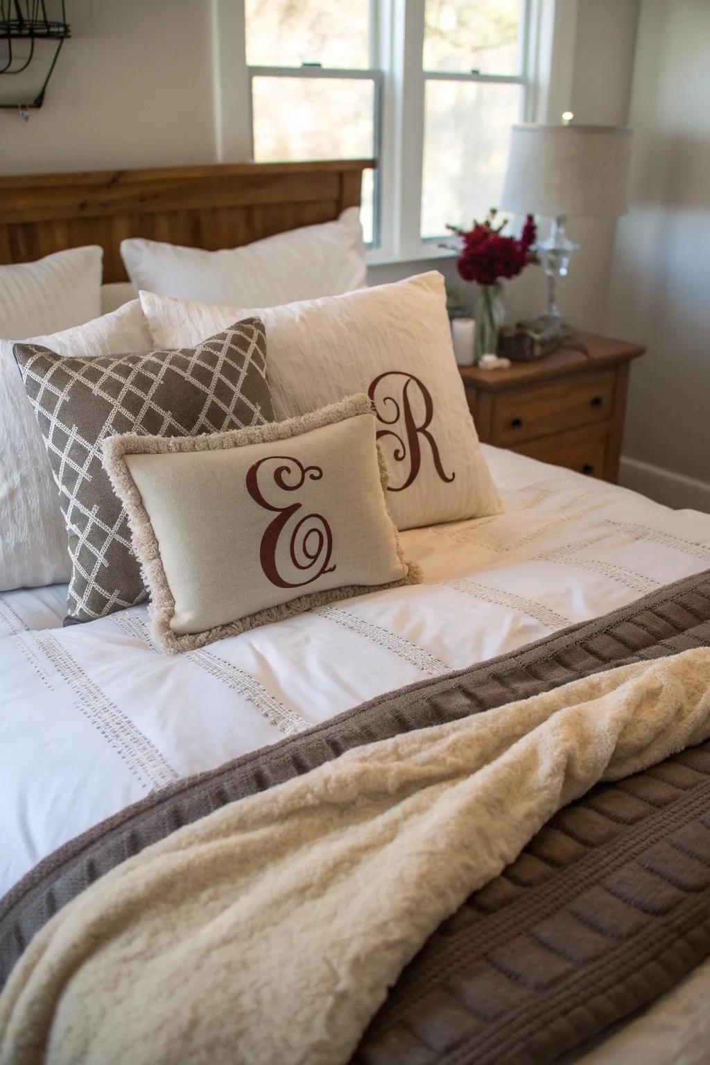 Personalized cushions inject a singular and intimate element.