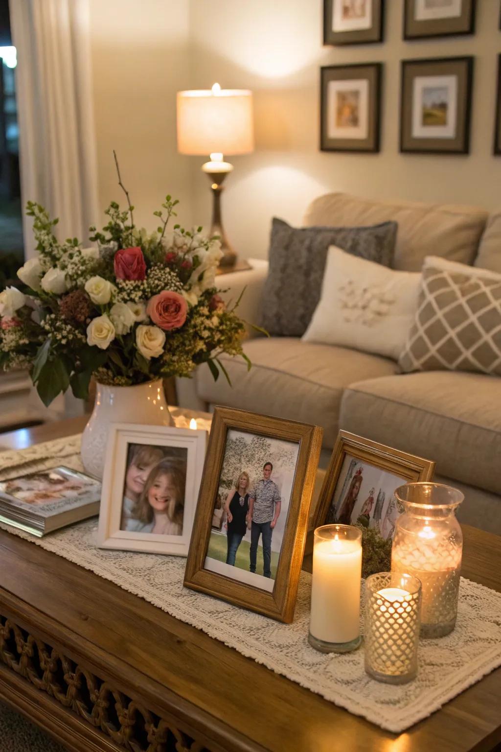 Familial portraits personalize your decor through warmth and sentiment.