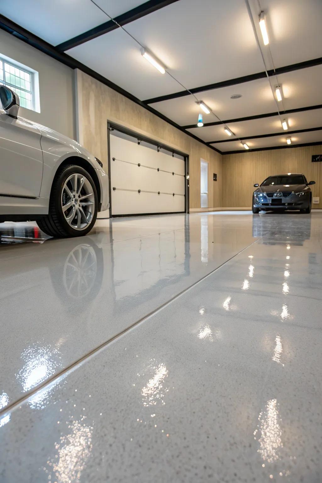 Transfigure your garage with sleek, light-hued paneling, promoting a more radiant, welcoming ambience.