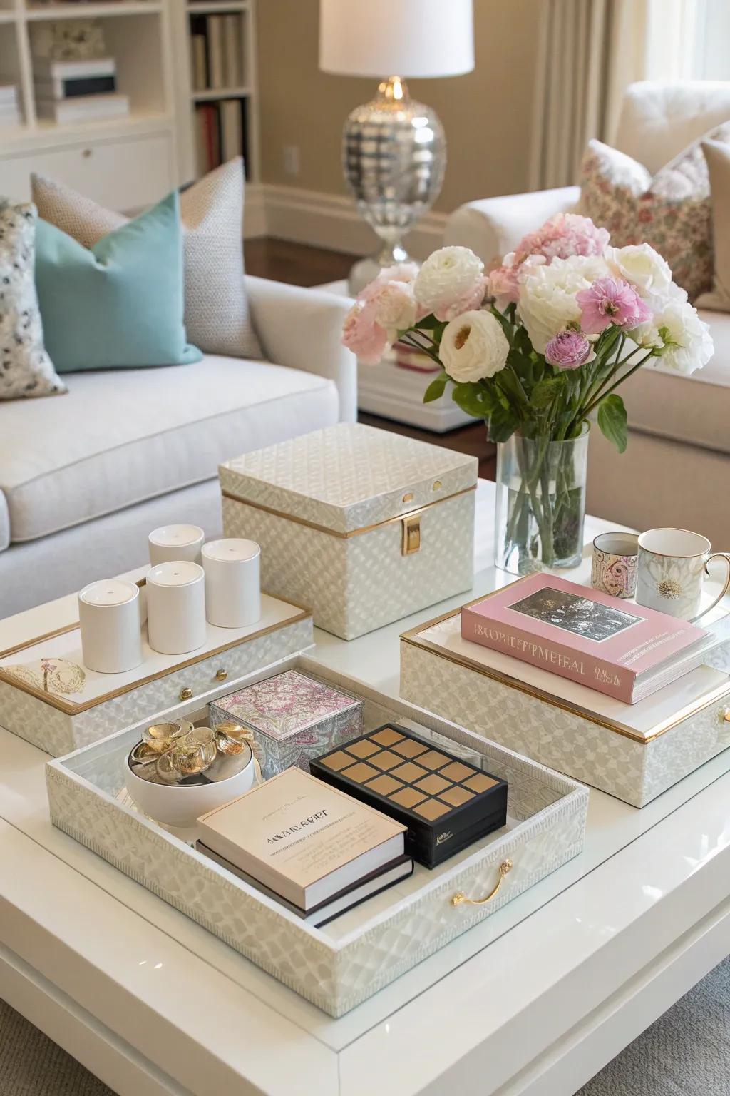 You can maintain a stylish and organized coffee table by using clever storage options.
