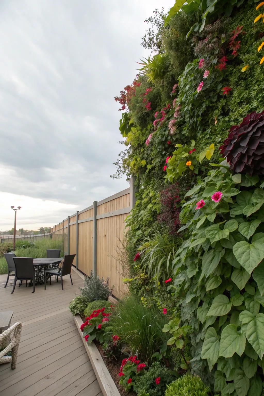 Vertical gardens maximize space and infuse visual interest.