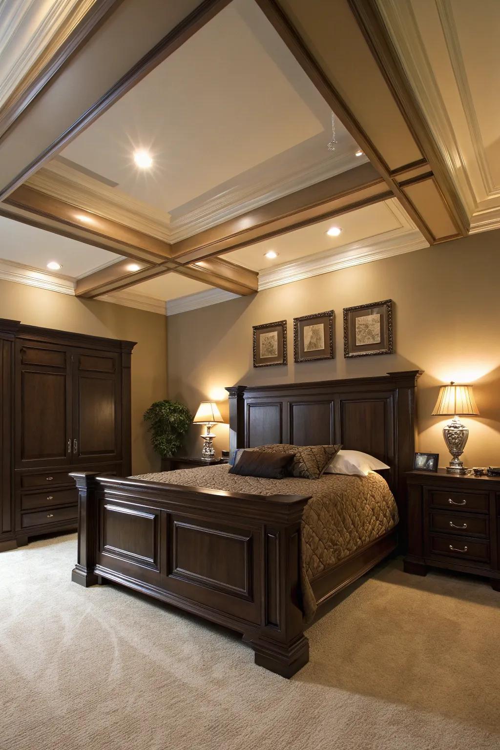 Architectural nuances frame and elevate deep brown interiors.