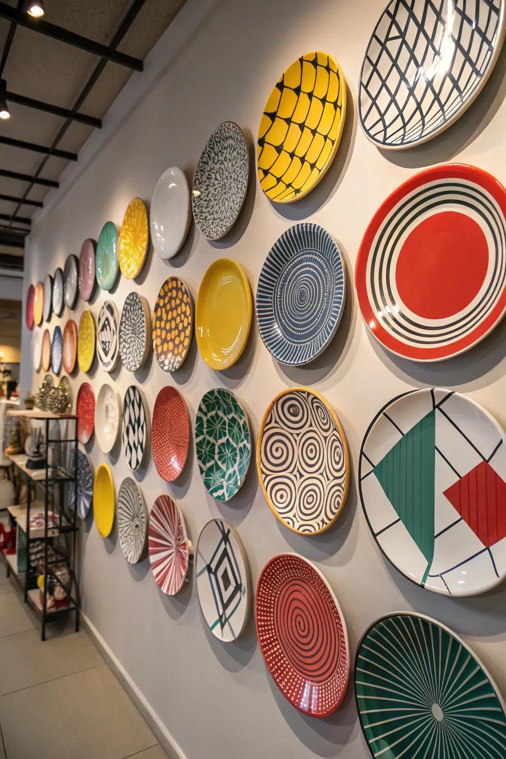 Bold, graphic plates make for a striking contemporary display.