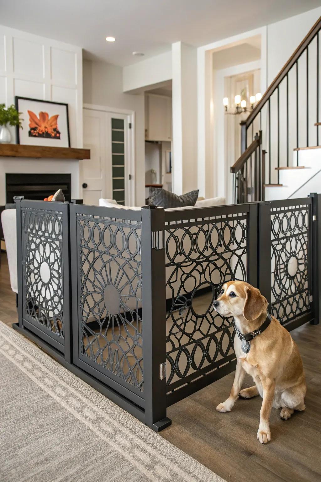 A stylish canine partition acting as a showpiece.