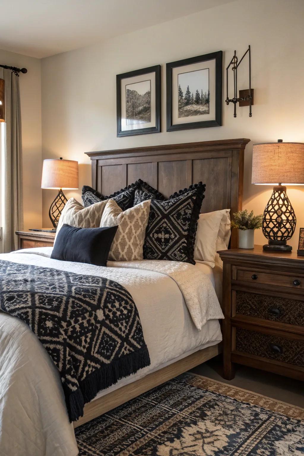 Deep accent cushions elegantly unify the color scheme.