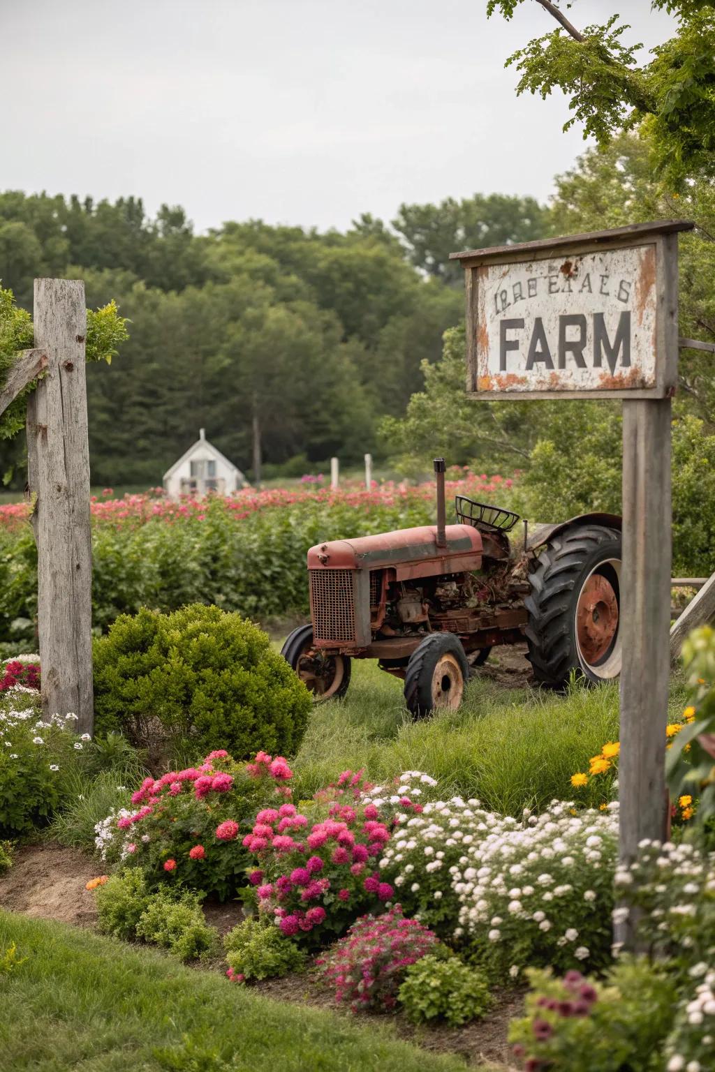 A captivating entrance adorned with vintage equipment, thereby enriching historical profundity.