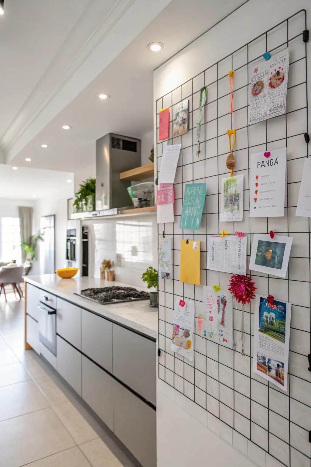 A wall grid maintains orderly and visible family tasks.