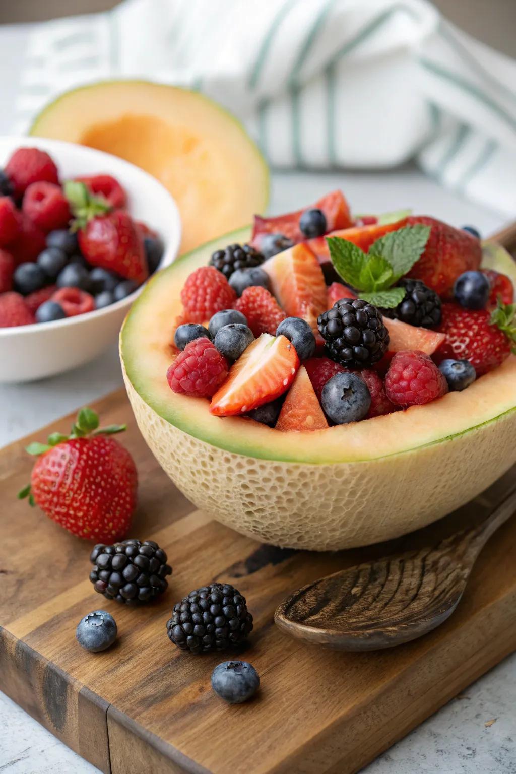 A surprise-filled fruit configuration harboring concealed delicacies.