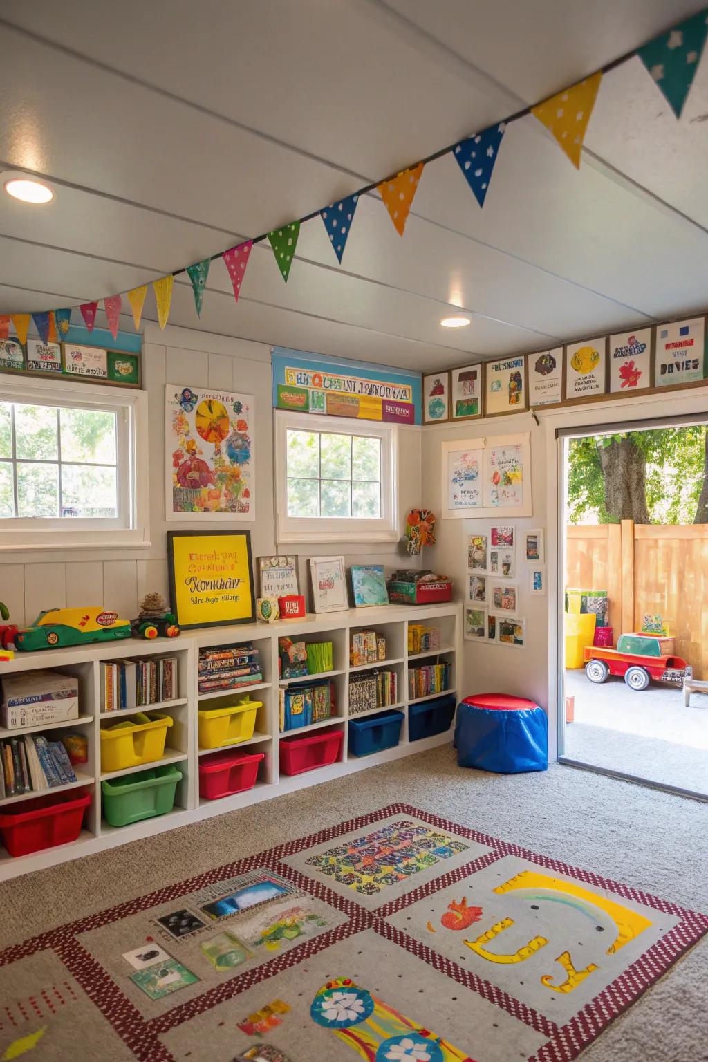 A kids' playroom conversion offers a safe and fun environment.