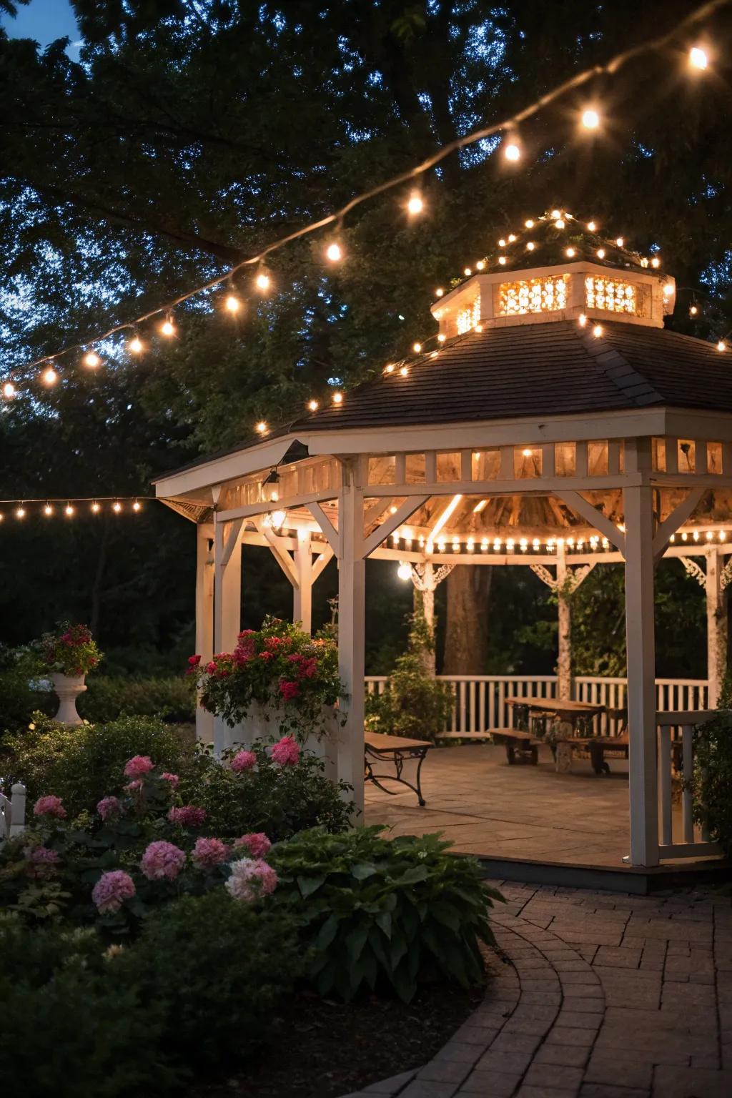 Terrace lights cultivate a snug, welcoming atmosphere.