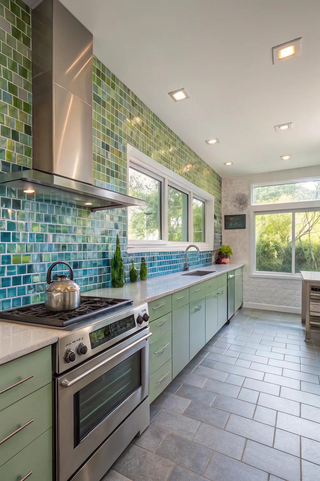Eco-conscious glass tiles proffer sustainable style without jeopardizing allure.