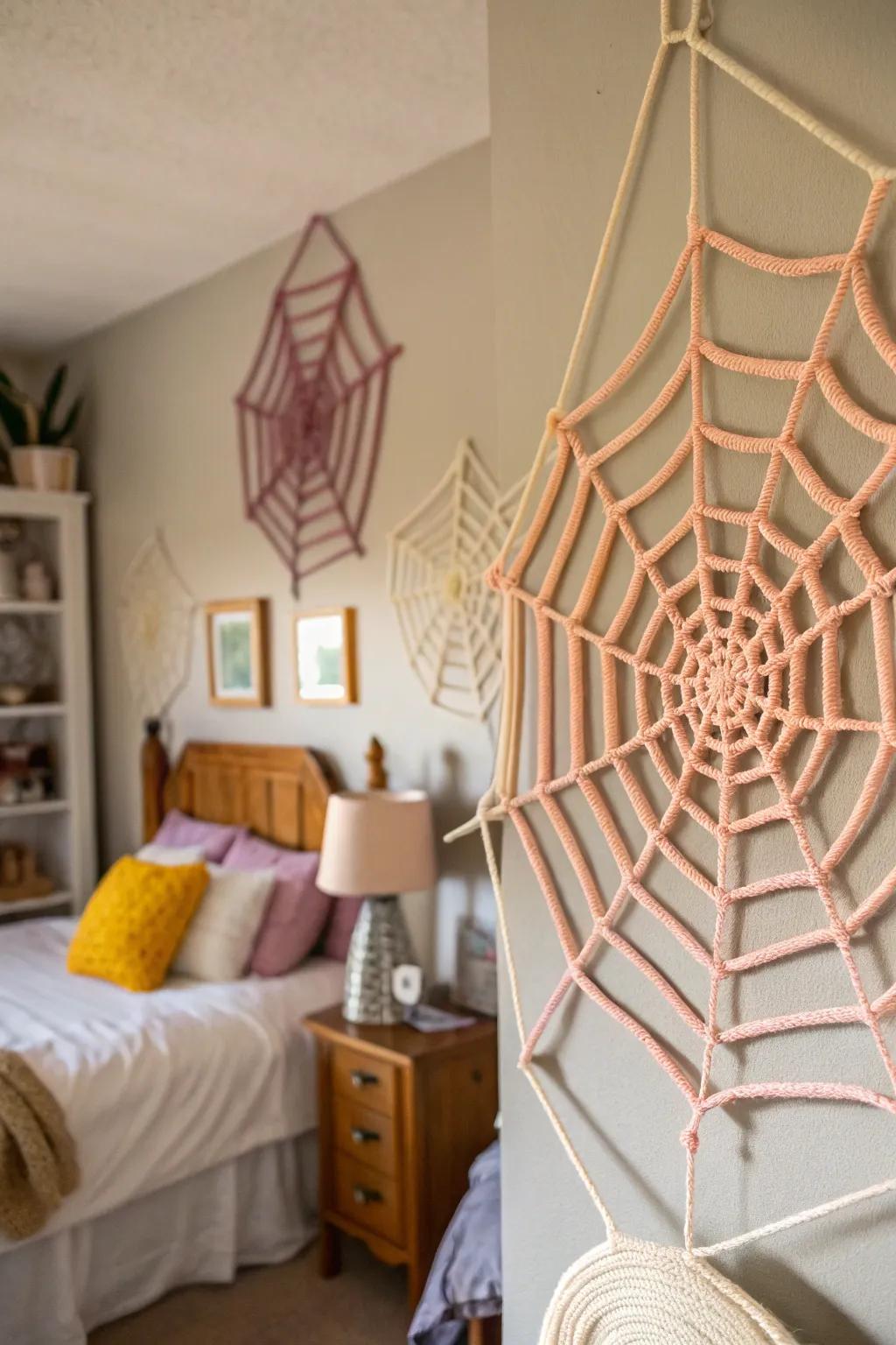 DIY spider nets infuse a personal and spectral element into your décor.