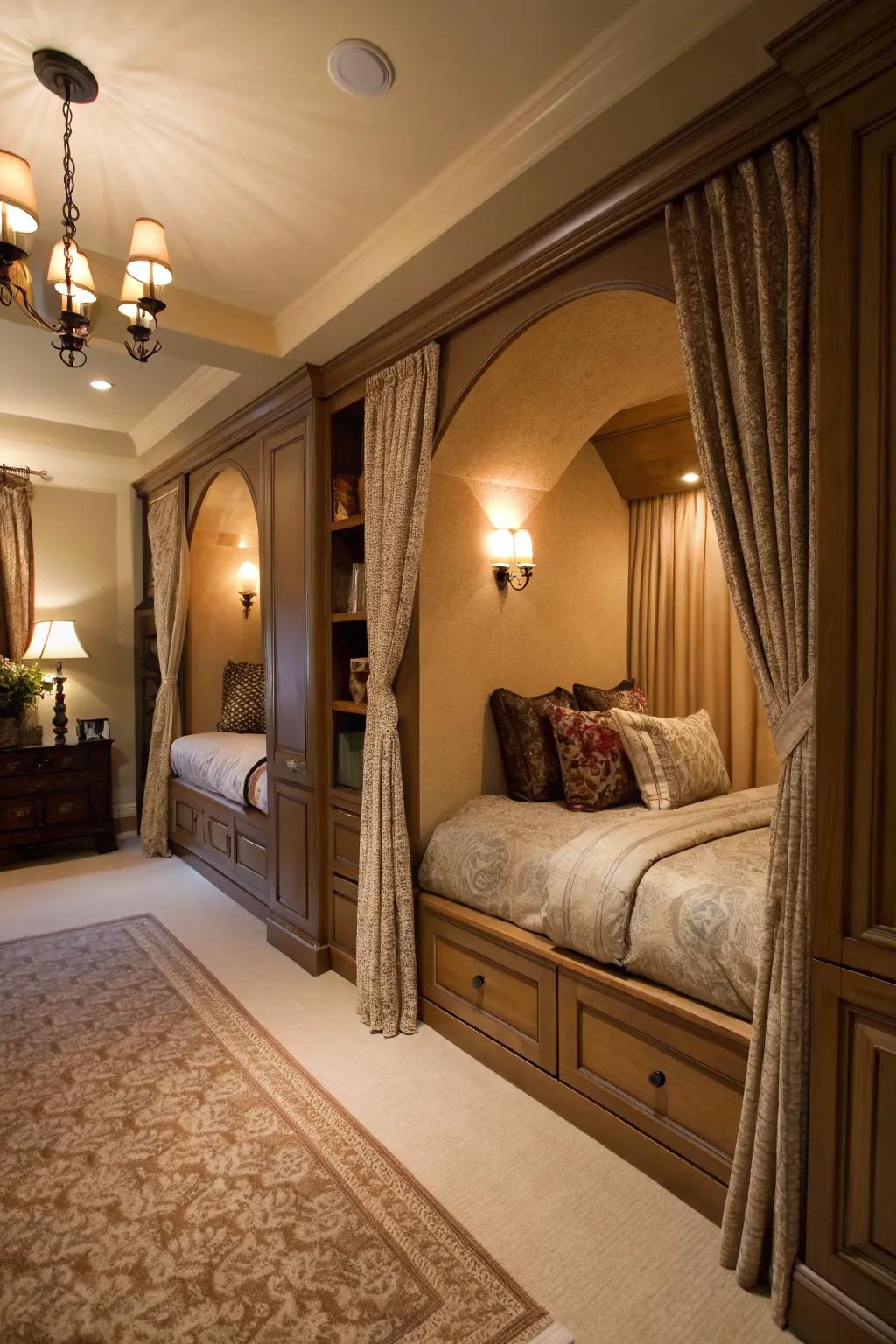 Concealed alcoves contribute enigma and adventure.