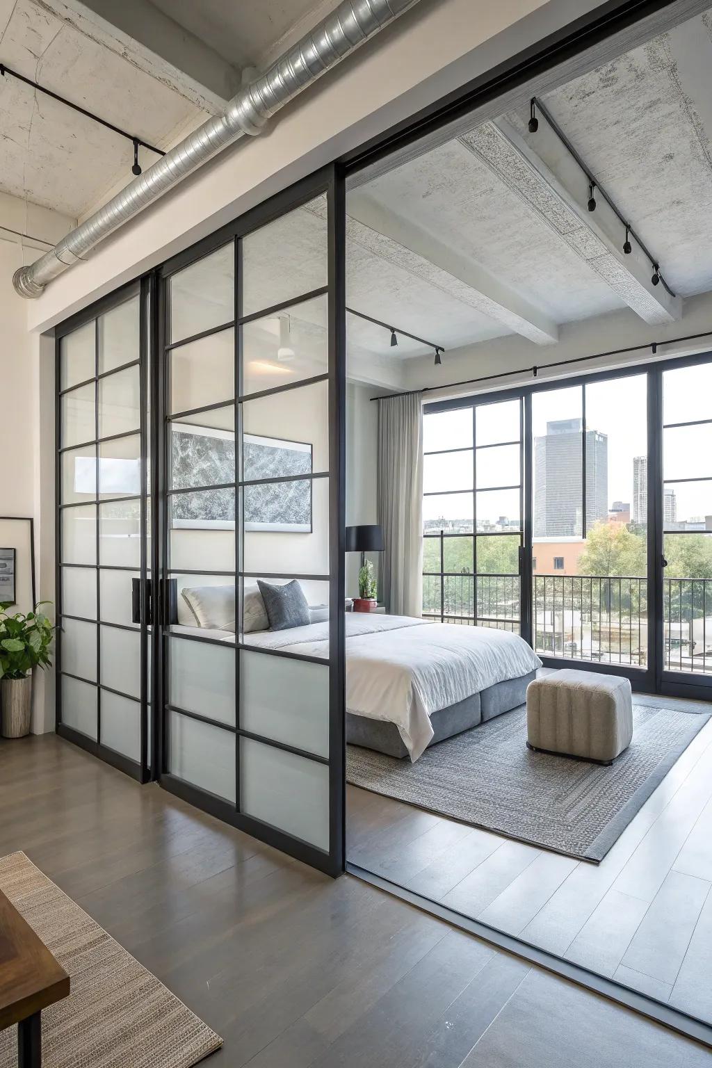 Conserve expanse through the use of smooth sliding doors.