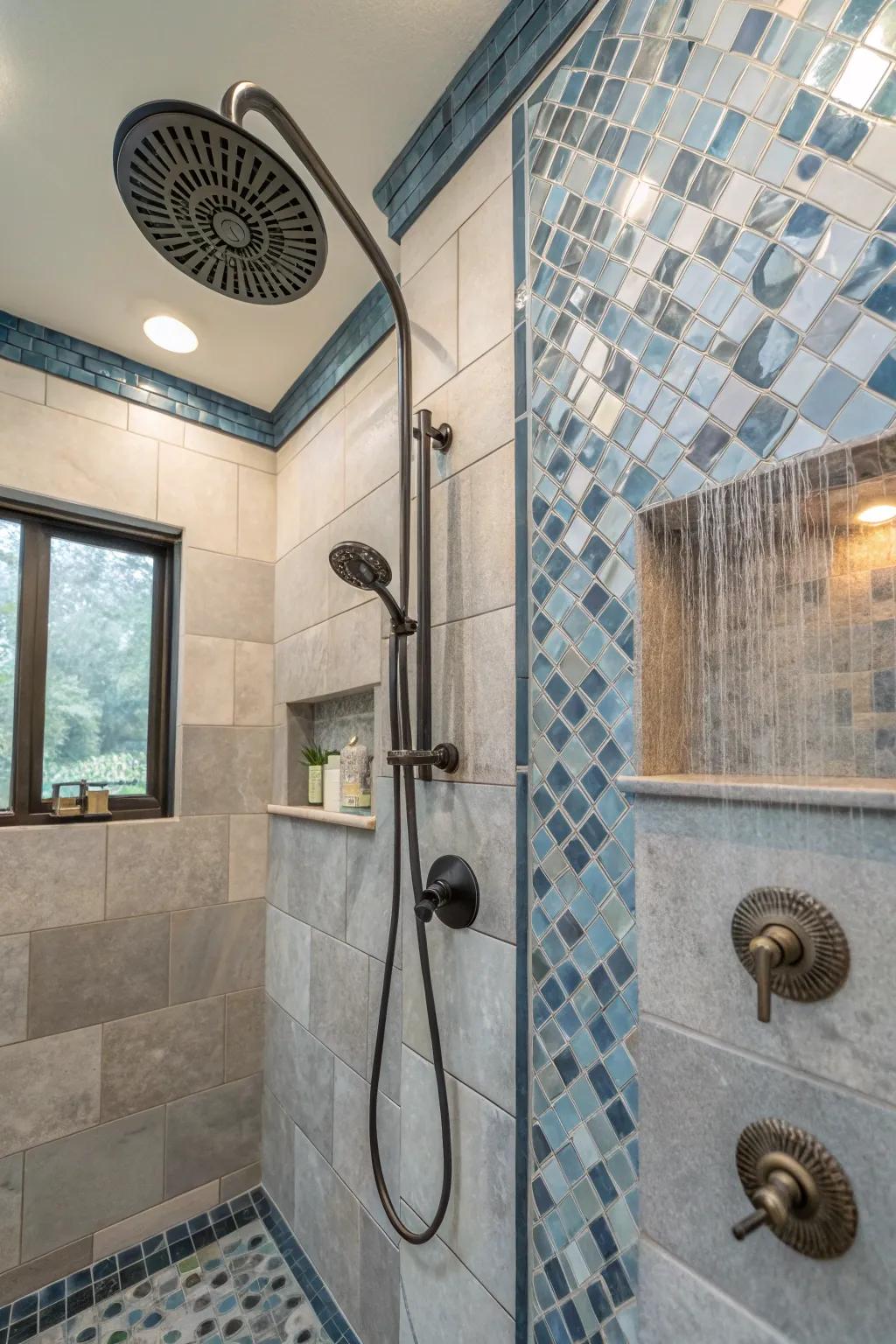 Artistic components inject persona and flair into your shower.