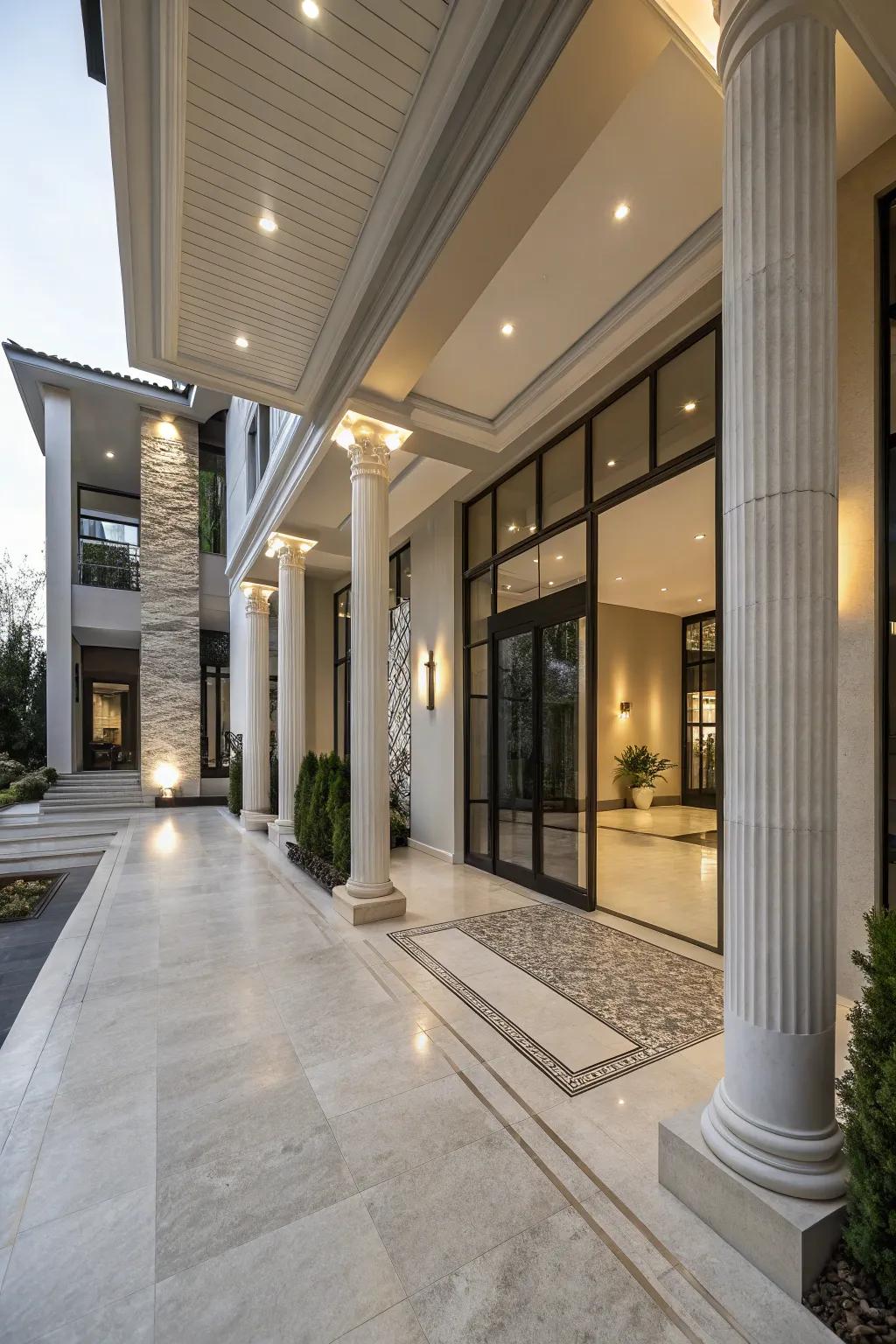 Structural pillars impart a grand and elegant nuance.