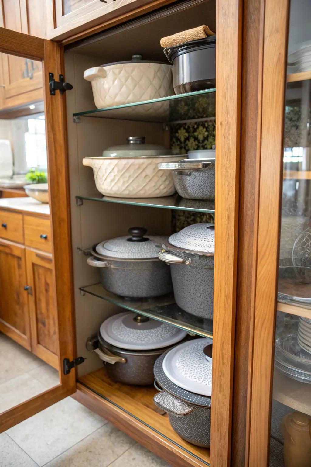 Protective layers prevent damage to stacked pots.