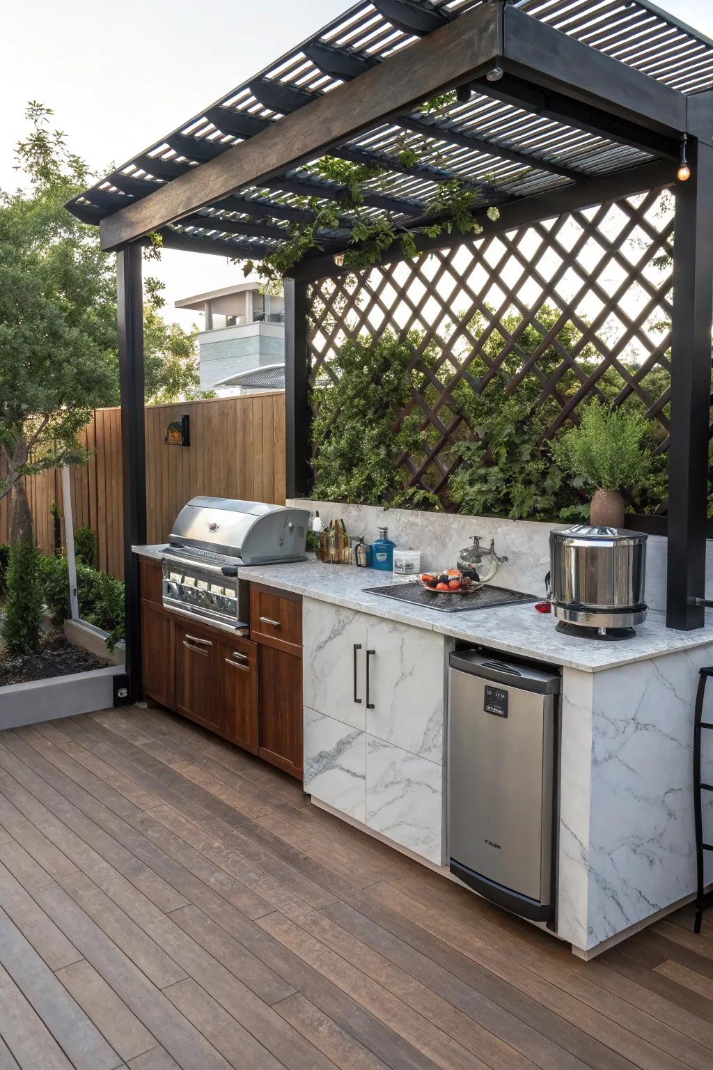An outside culinary area elevates your hosting capabilities within your personal sanctuary.