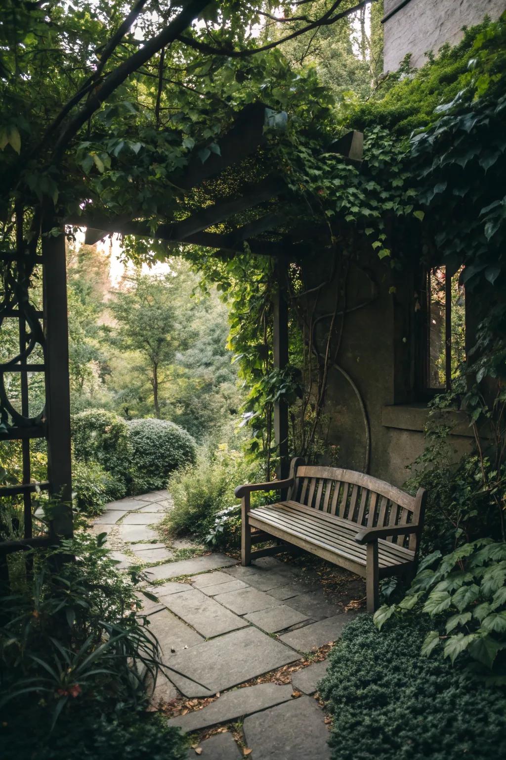 A hidden garden nook provides a secluded escape within your patio.