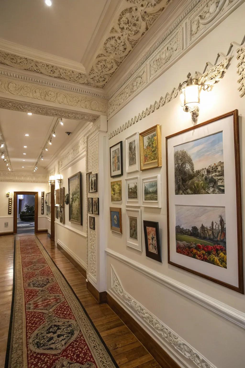 Exhibit art through gallery-panache contouring.