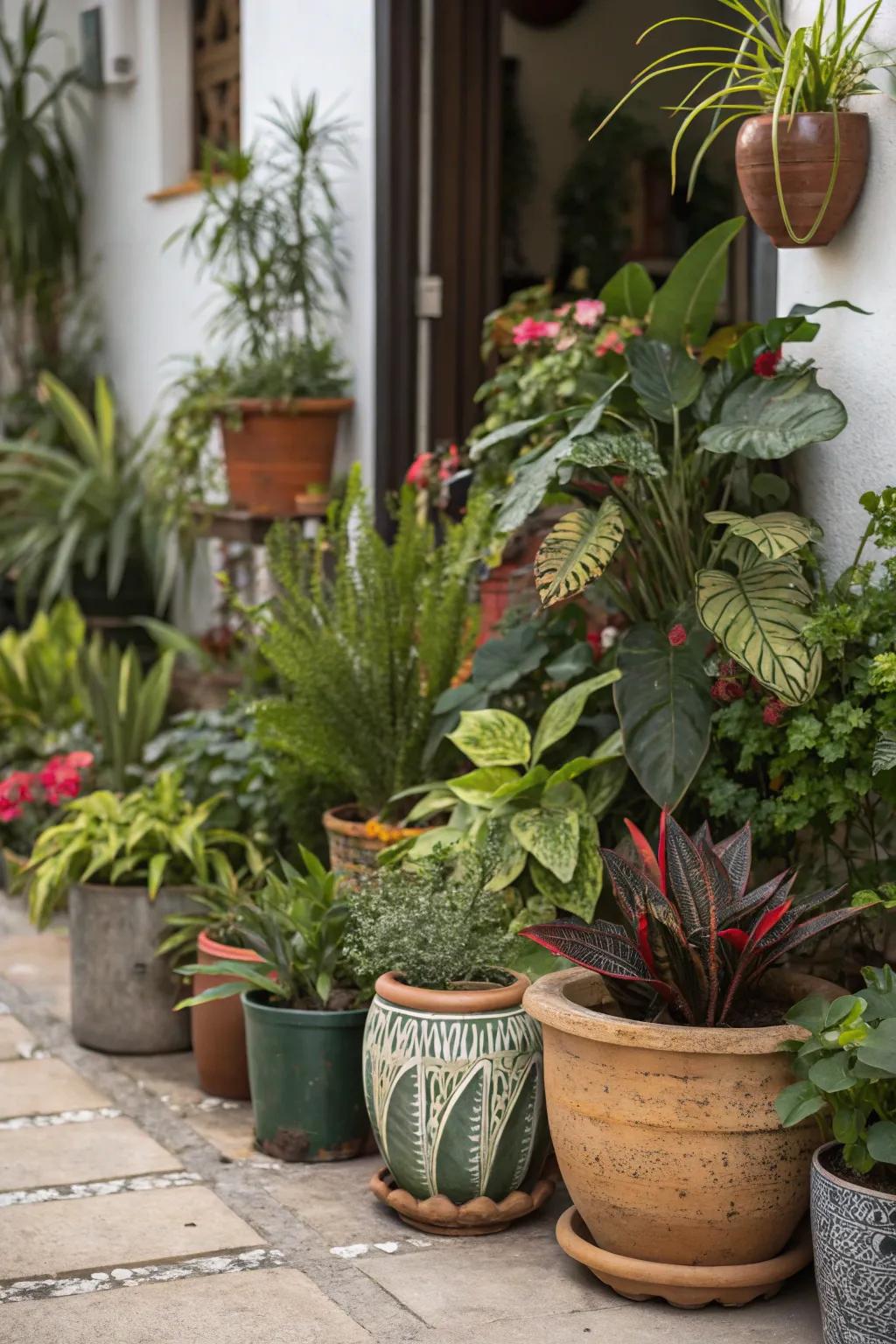 An eclectic amalgamation imparts energy to a floral display.