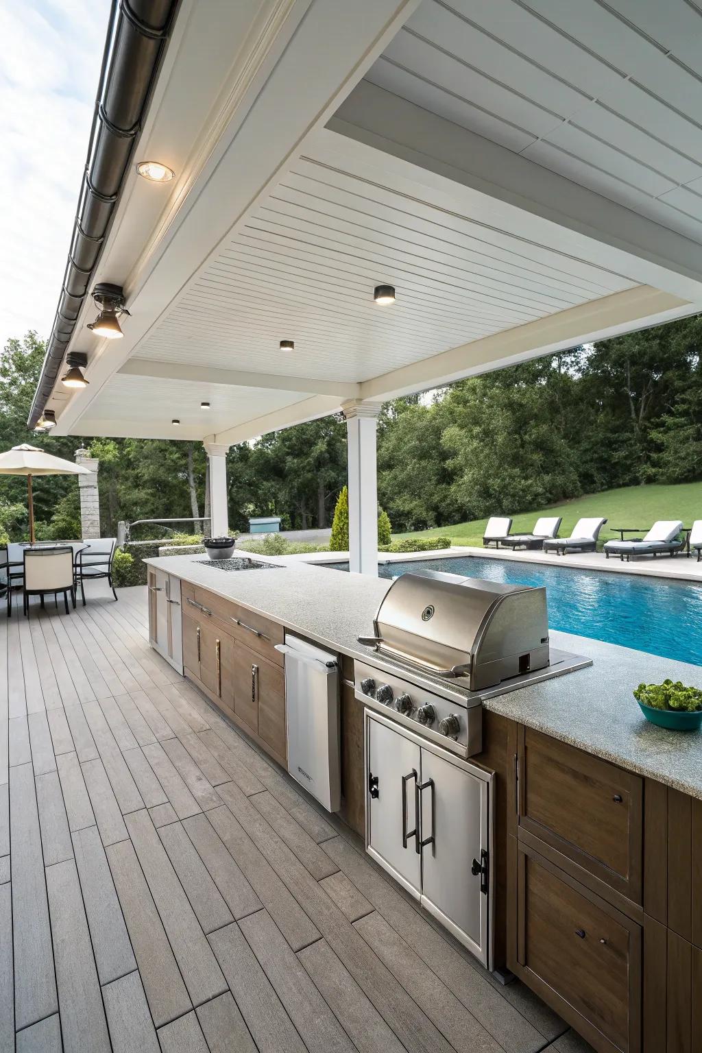 Enhance your social space with an integrated exterior kitchen.