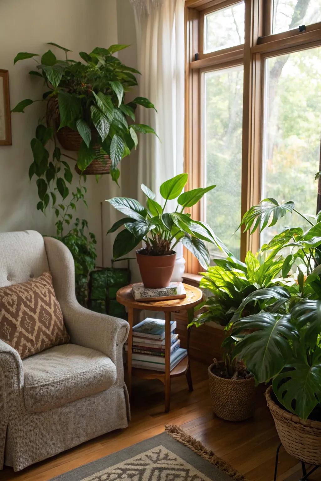 Enhance your reading alcove with a touch of verdure.