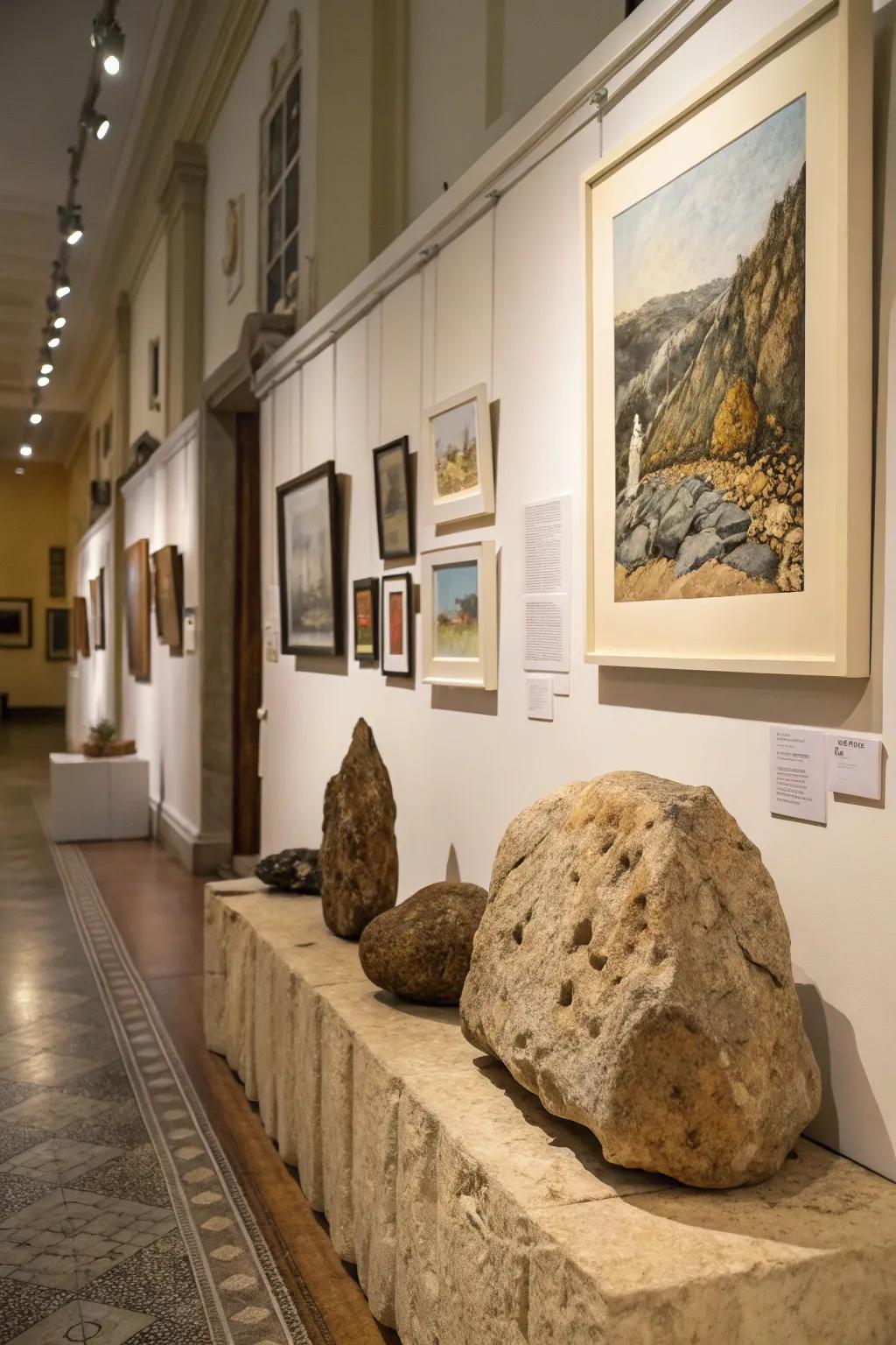 An artistic blend of rocks and art pieces