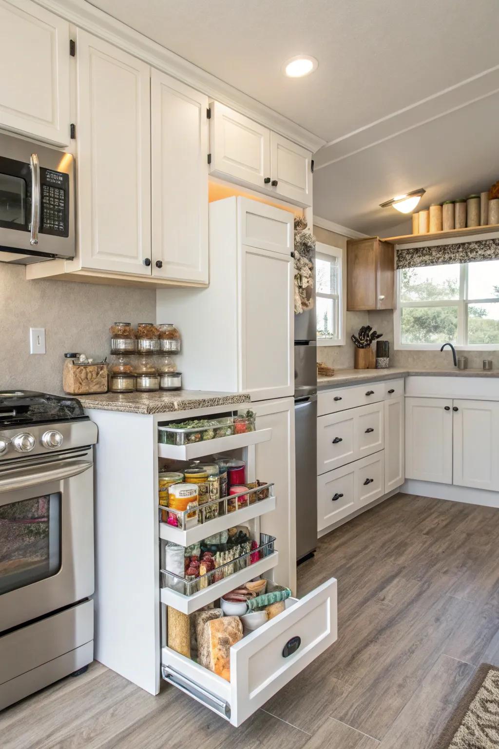 Disguised storage ensures a neat and useful kitchen.