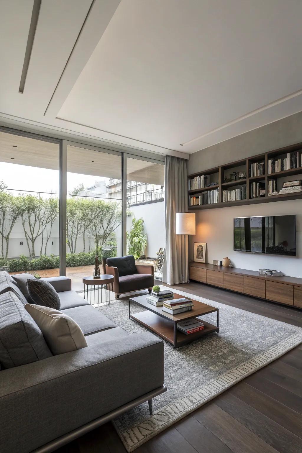 Low-profile furnishings enhance space and fluidity.