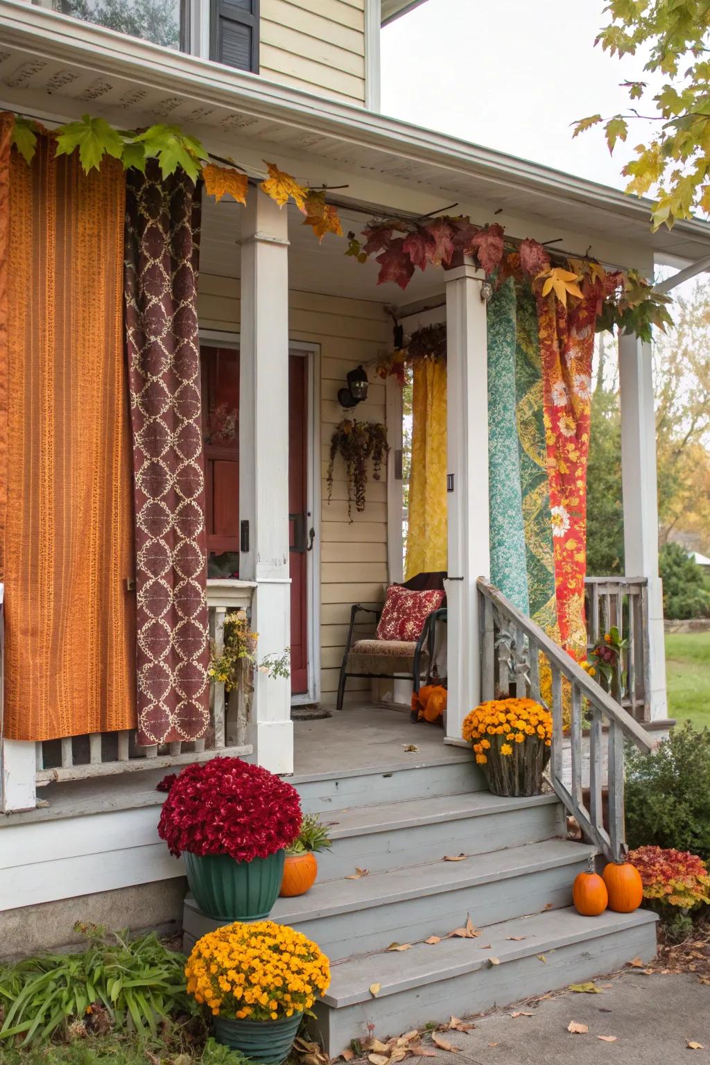 Seasonal draperies maintain a refreshed and adaptable appearance on your porch year-round.