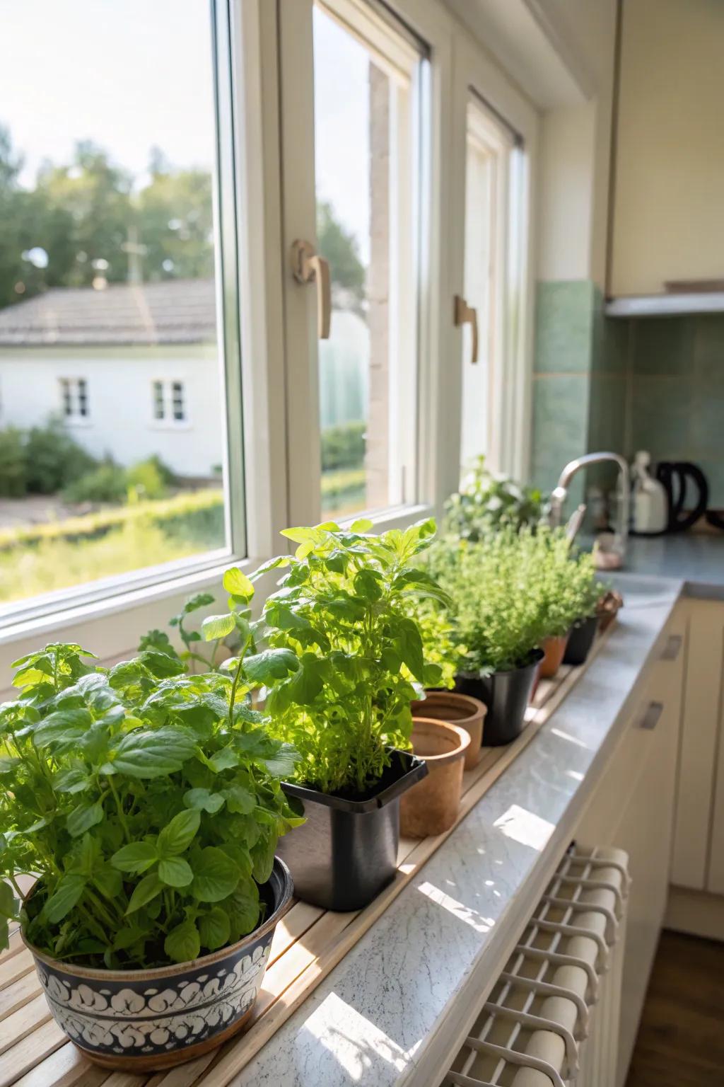 A residential herb plot increases freshness and utility.