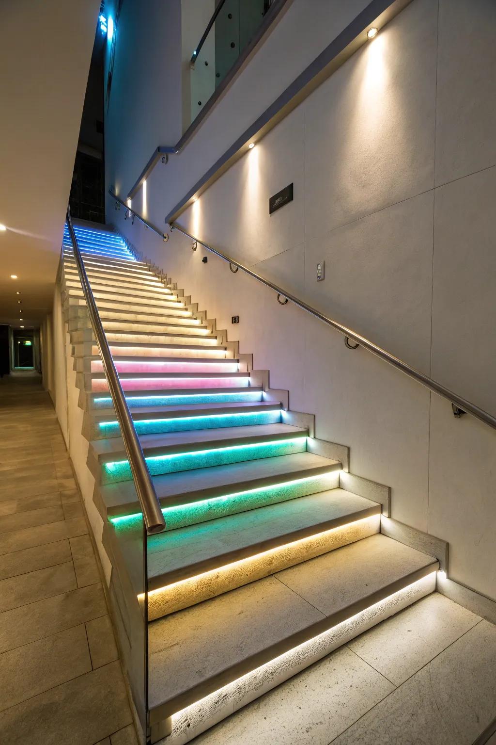 With LED lighting on your staircase, you can add a modern touch.